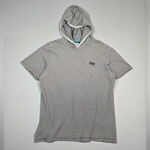 Quiksilver Y2K Men's Large Striped Short Sleeve Hoodie Pullover Surf Size Large